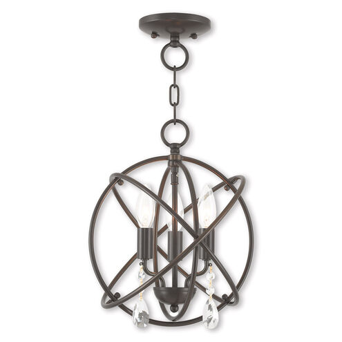 Aria 3 Light 12 inch English Bronze Convertible Mini Chandelier/Ceiling Mount Ceiling Light