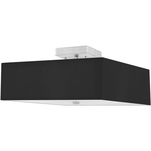 Seren 3 Light 14.25 inch Satin Chrome with Black Semi-Flush Mount Ceiling Light