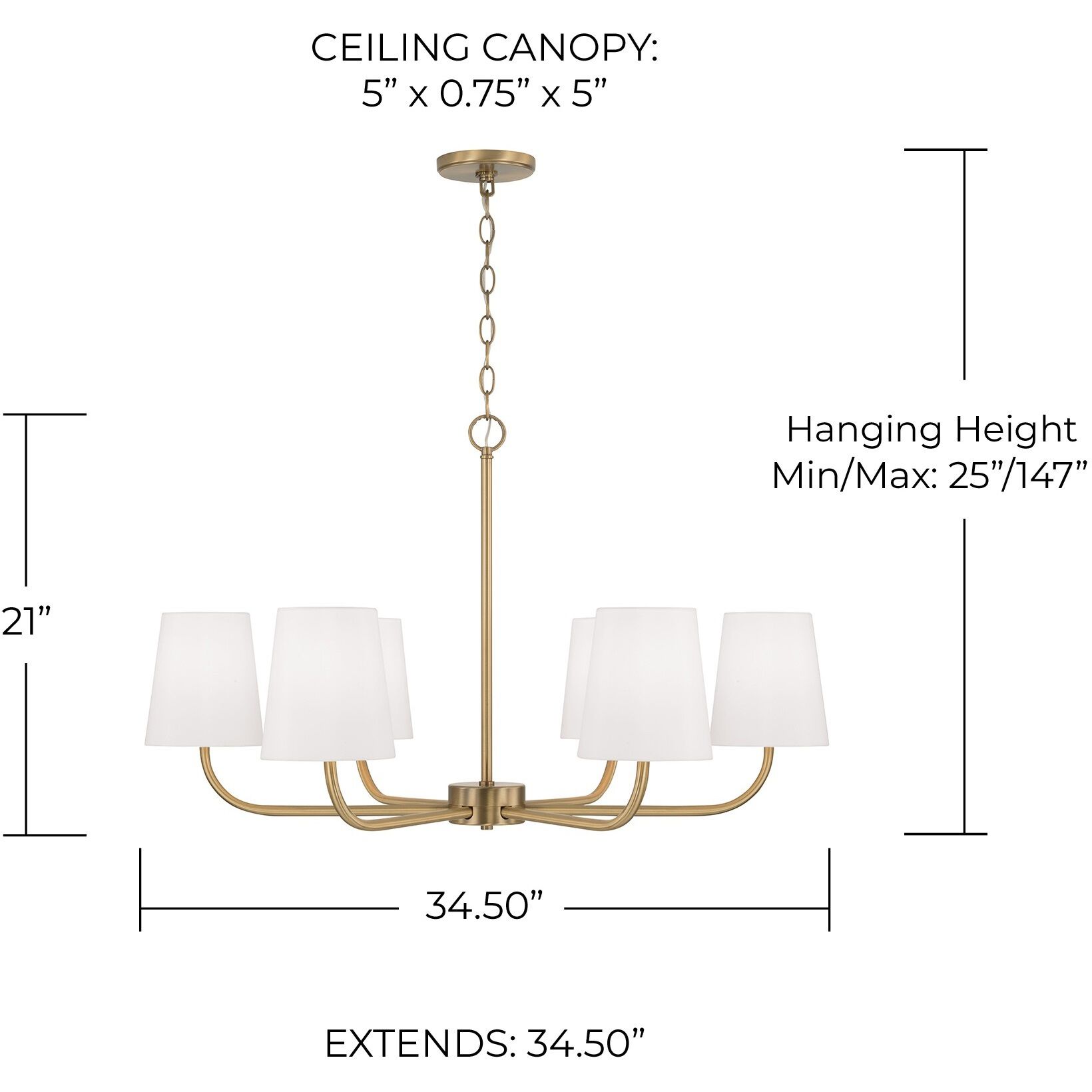 Brody 6 Light 34.5 inch Aged Brass Chandelier Ceiling Light