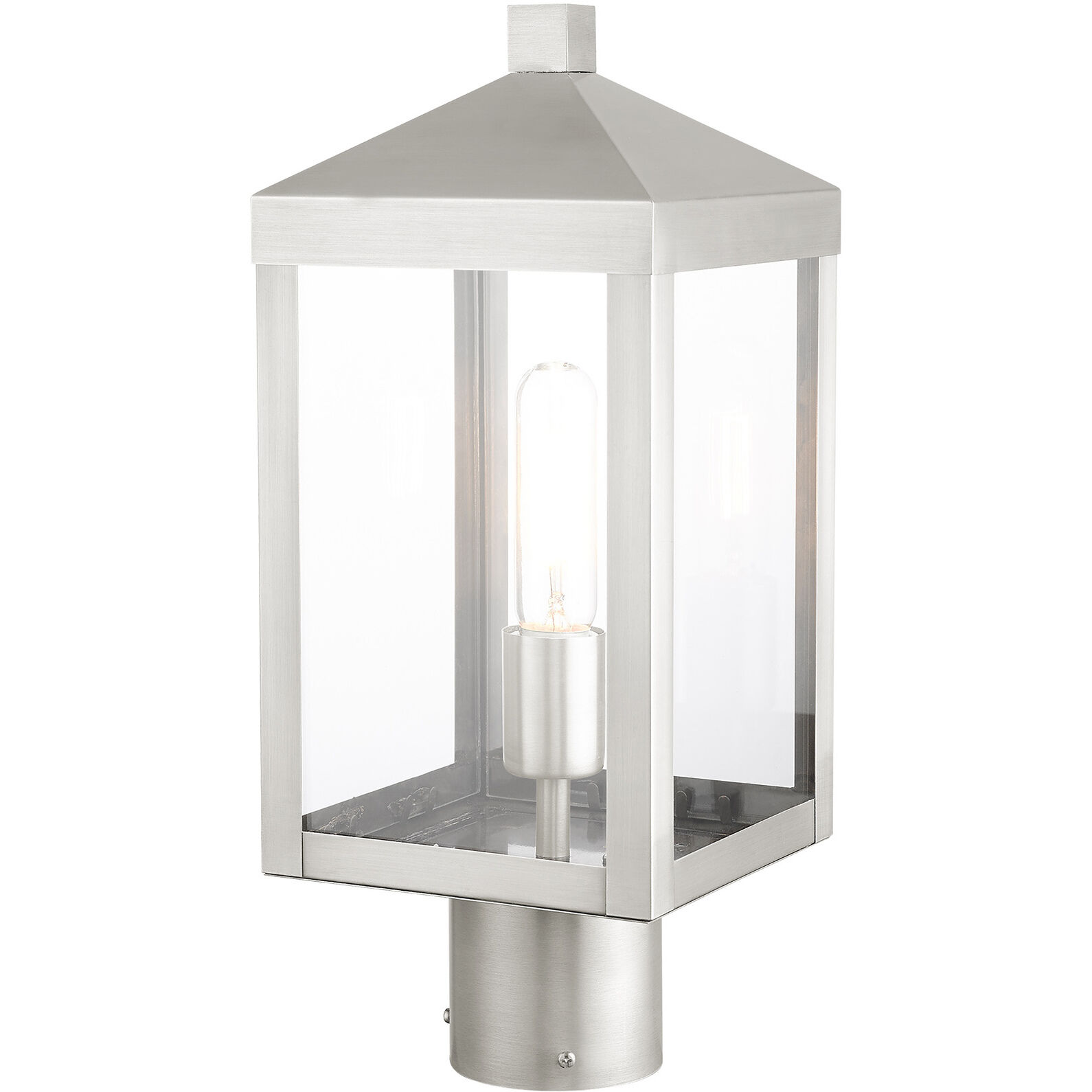 Nyack 1 Light 15 inch Brushed Nickel Outdoor Post Top Lantern