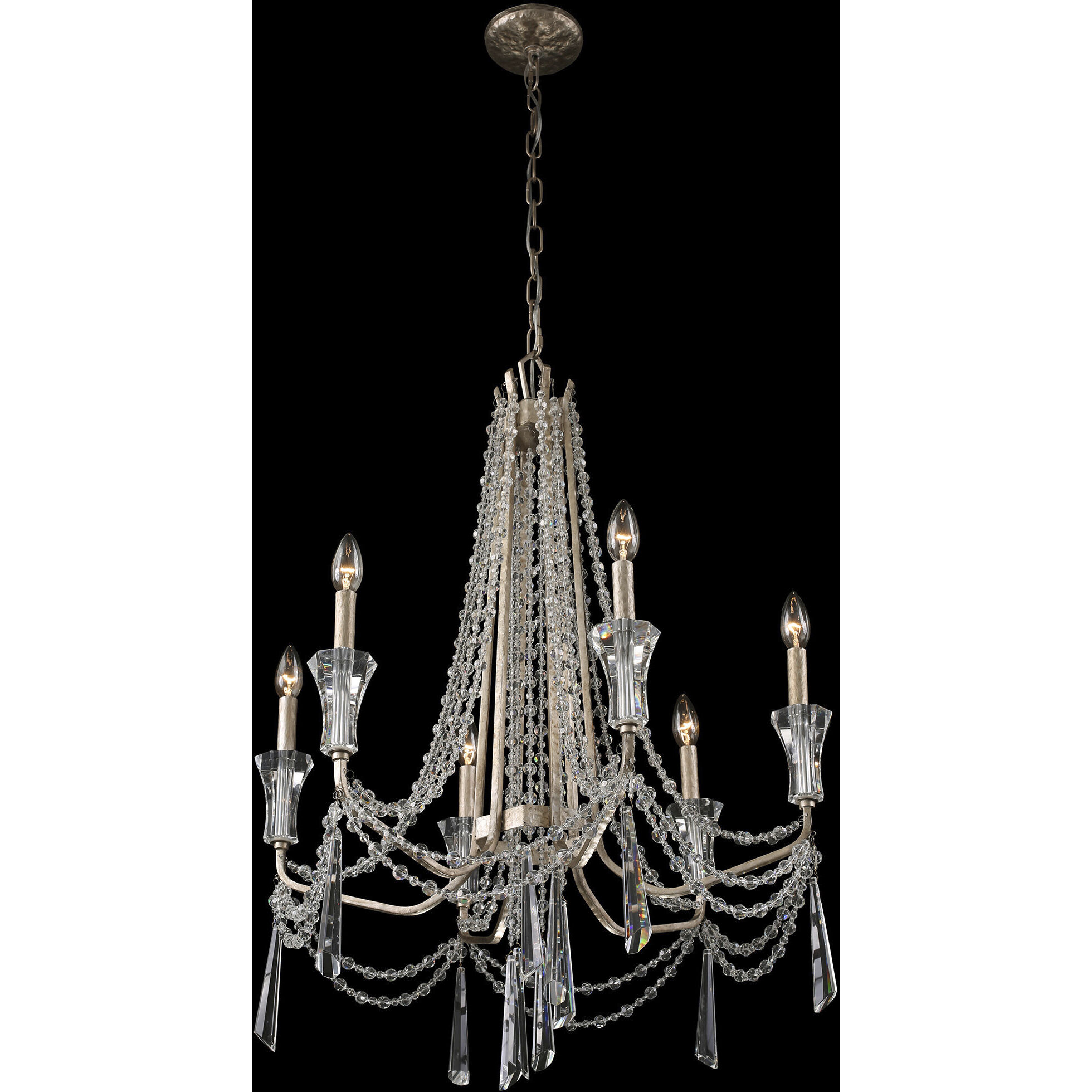 Barcelona 6 Light 27 inch Transcend Silver Chandelier Ceiling Light