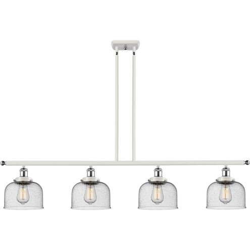 Ballston Large Bell LED 48 inch White and Polished Chrome Island Light Ceiling Light in Seedy Glass