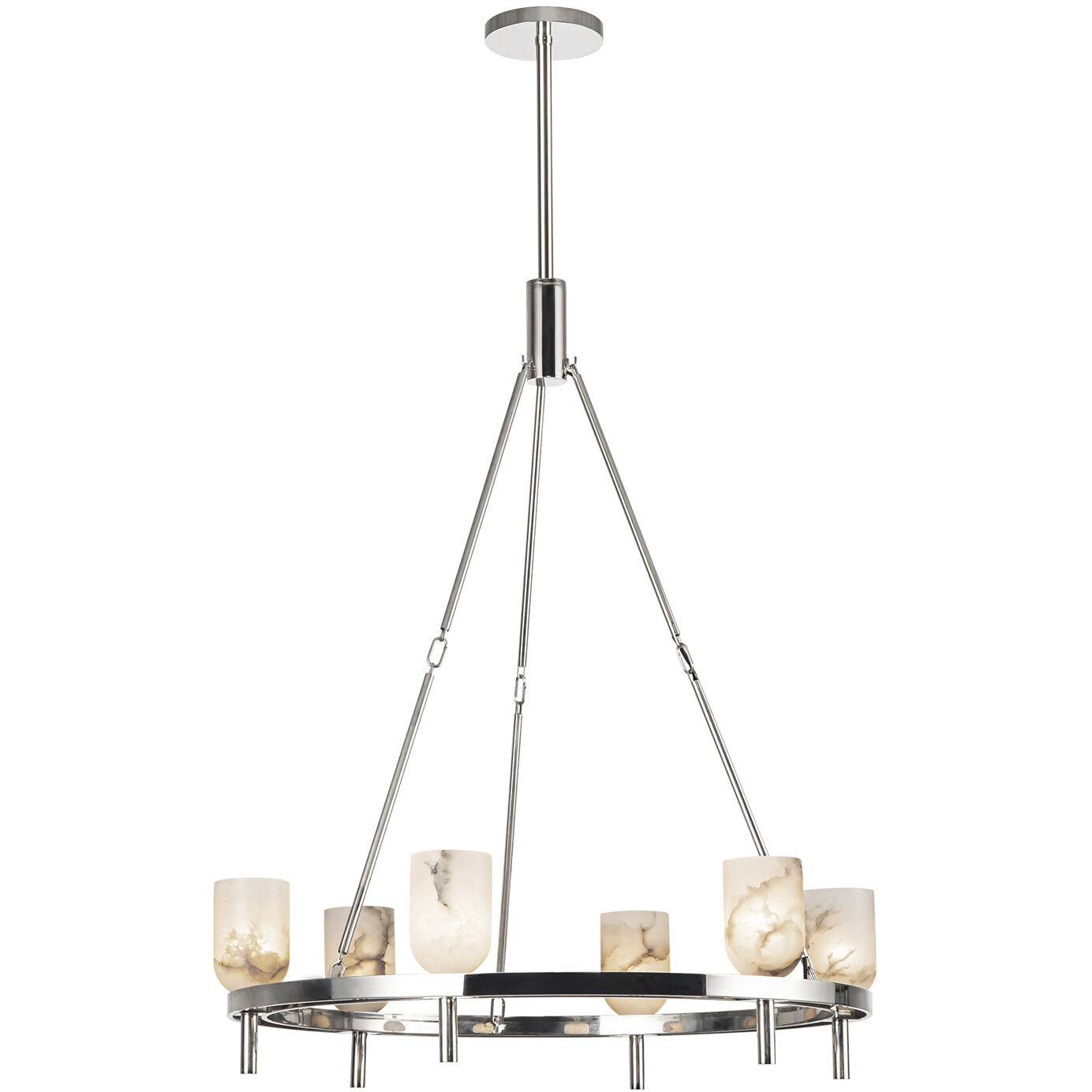 Lucian 6 Light 31.5 inch Polished Nickel/Alabaster Chandelier Ceiling Light in Alabaster Shade