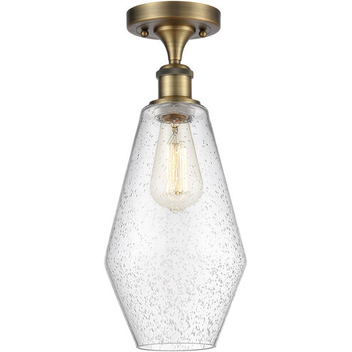 Ballston Cindyrella 1 Light 7 inch Brushed Brass Semi-Flush Mount Ceiling Light in Incandescent, Seedy Glass