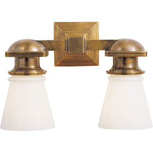 Chapman & Myers Ny Subway 2 Light 14 inch Hand-Rubbed Antique Brass Double Bath Light Wall Light