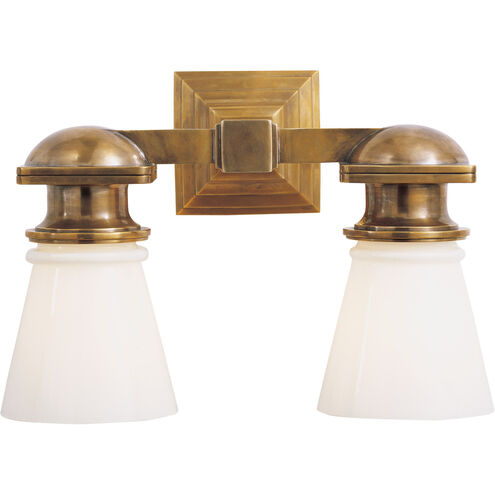 Chapman & Myers Ny Subway 2 Light 14 inch Hand-Rubbed Antique Brass Double Bath Light Wall Light