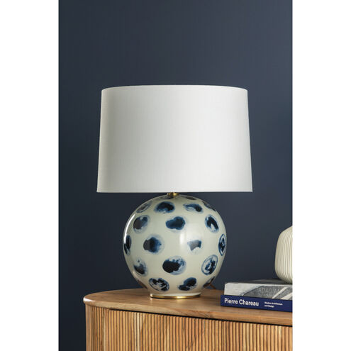 Blue Point 22 inch 75.00 watt White Bisque and Blue Dots Table Lamp Portable Light