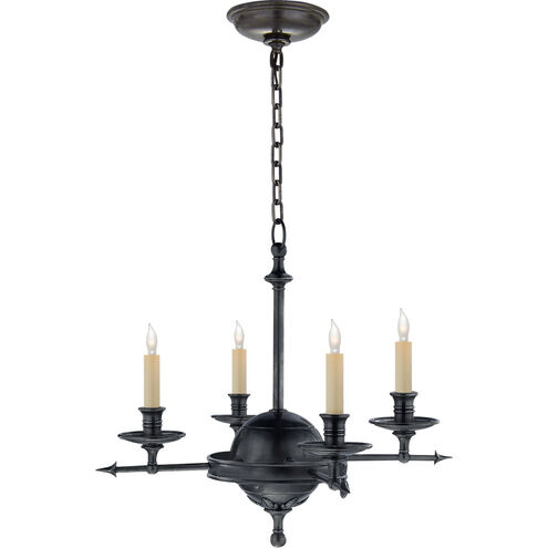 Chapman & Myers Leaf and Arrow 4 Light 15.5 inch Bronze Chandelier Ceiling Light, Small