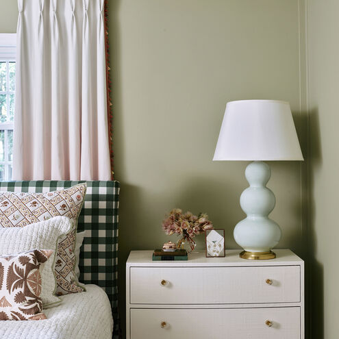 Triple Gourd 32.75 inch 150.00 watt Celadon Table Lamp Portable Light in Antique Natural Brass