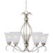 Basix 5 Light 26 inch Satin Nickel Single-Tier Chandelier Ceiling Light in Frosted