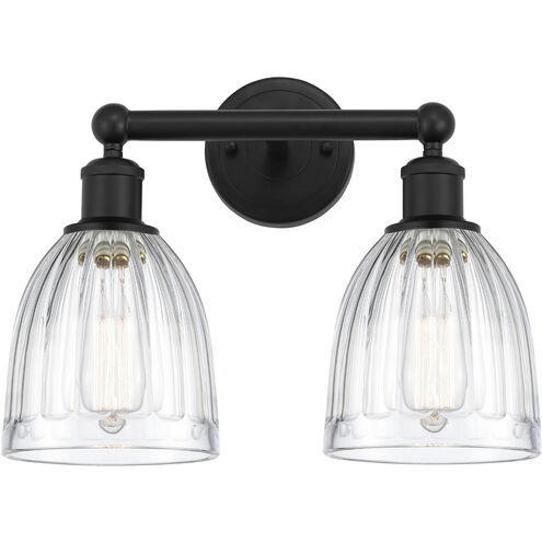 Edison Brookfield 2 Light 15 inch Matte Black Bath Vanity Light Wall Light in Clear Glass