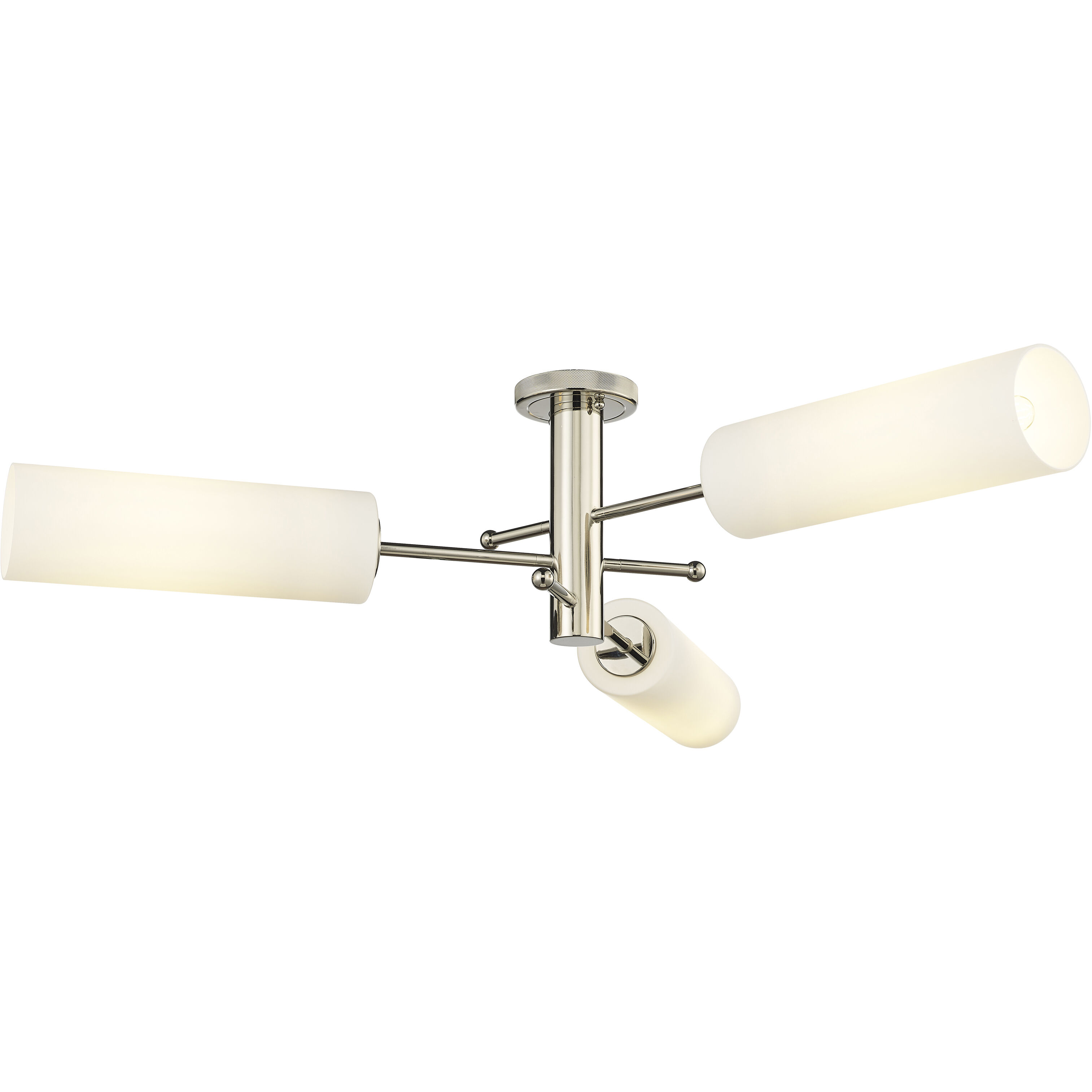 Crown Point 3 Light 39.25 inch Polished Nickel Flush Mount Ceiling Light in Matte White Glass