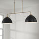 Ross 2 Light 44 inch Aged Brass Linear Chandelier Ceiling Light in Matte Black with White Interior