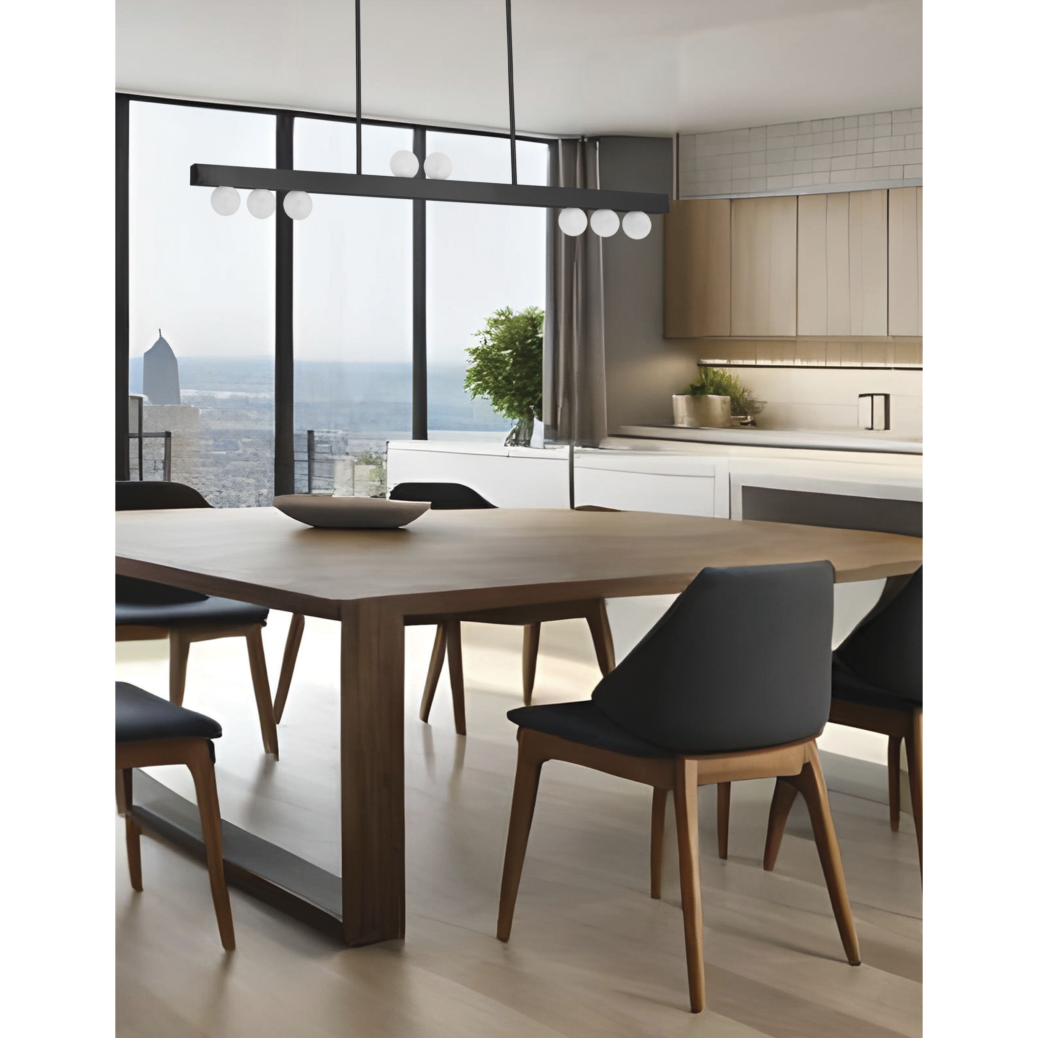 Raleigh 9 Light 42 inch Matte Black Horizontal Pendant Ceiling Light