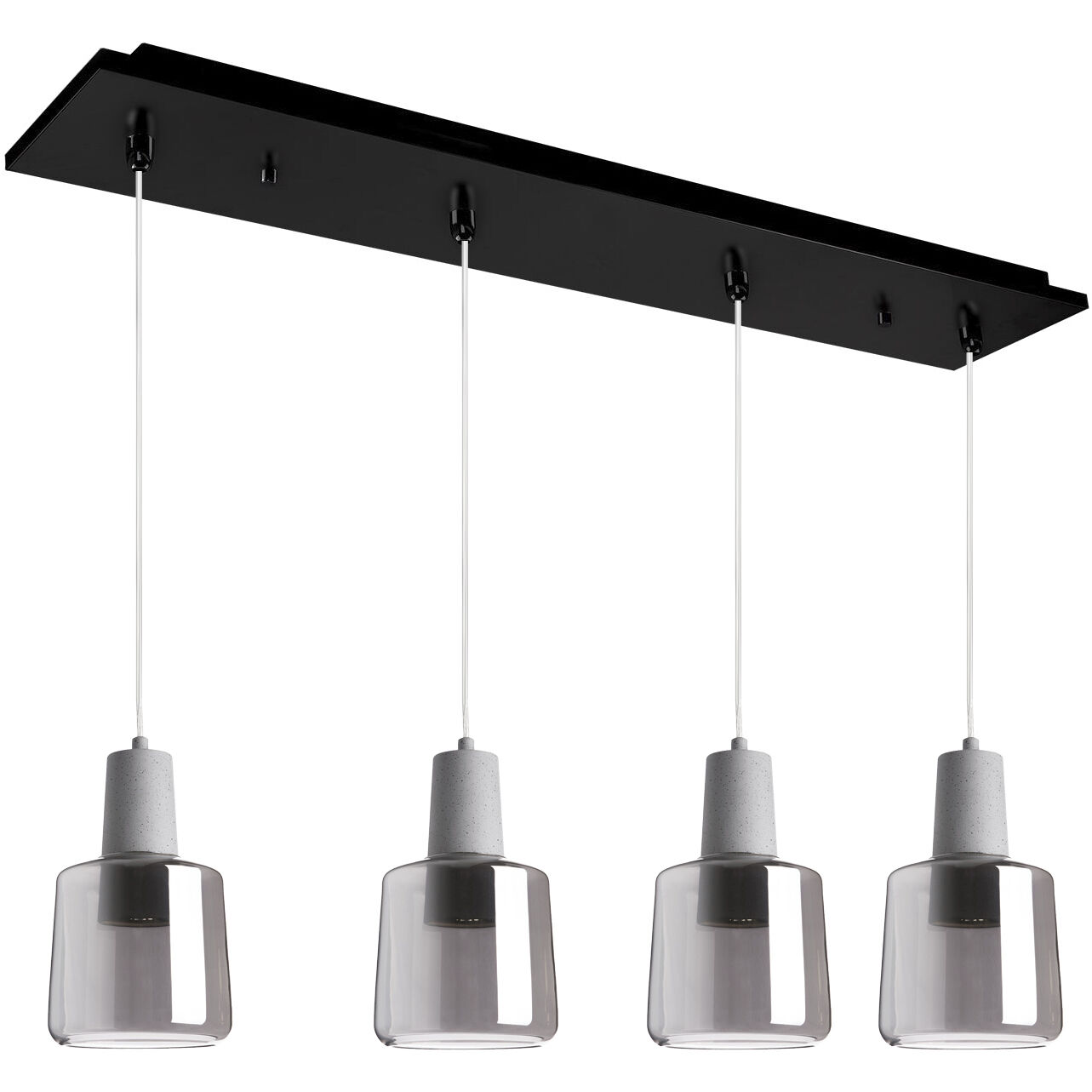 Samson Multi Pendant Ceiling Light in Black, Smoked Glass
