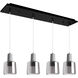 Samson Multi Pendant Ceiling Light in Black, Smoked Glass