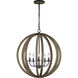 Sean Lavin Allier 5 Light 26 inch Weathered Oak Wood / Antique Forged Iron Chandelier Pendant Ceiling Light