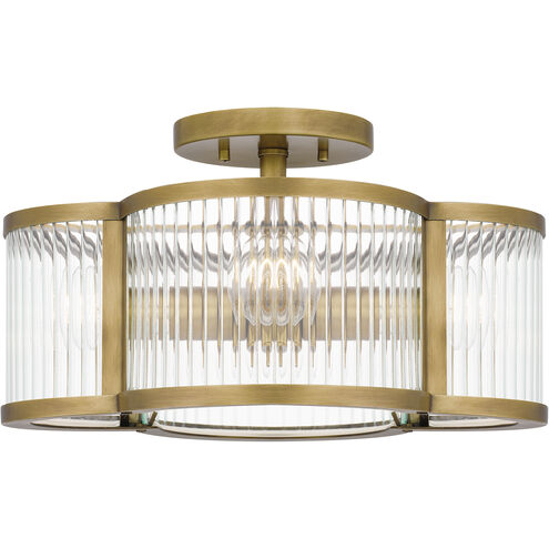 Aster 4 Light 15 inch Weathered Brass Semi-Flush Mount Ceiling Light