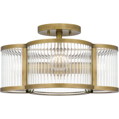 Aster 4 Light 15 inch Weathered Brass Semi-Flush Mount Ceiling Light