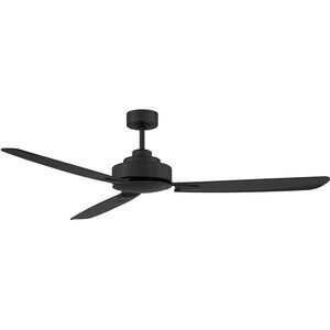 Modern 58 inch Matte Black with Black Blades Ceiling Fan