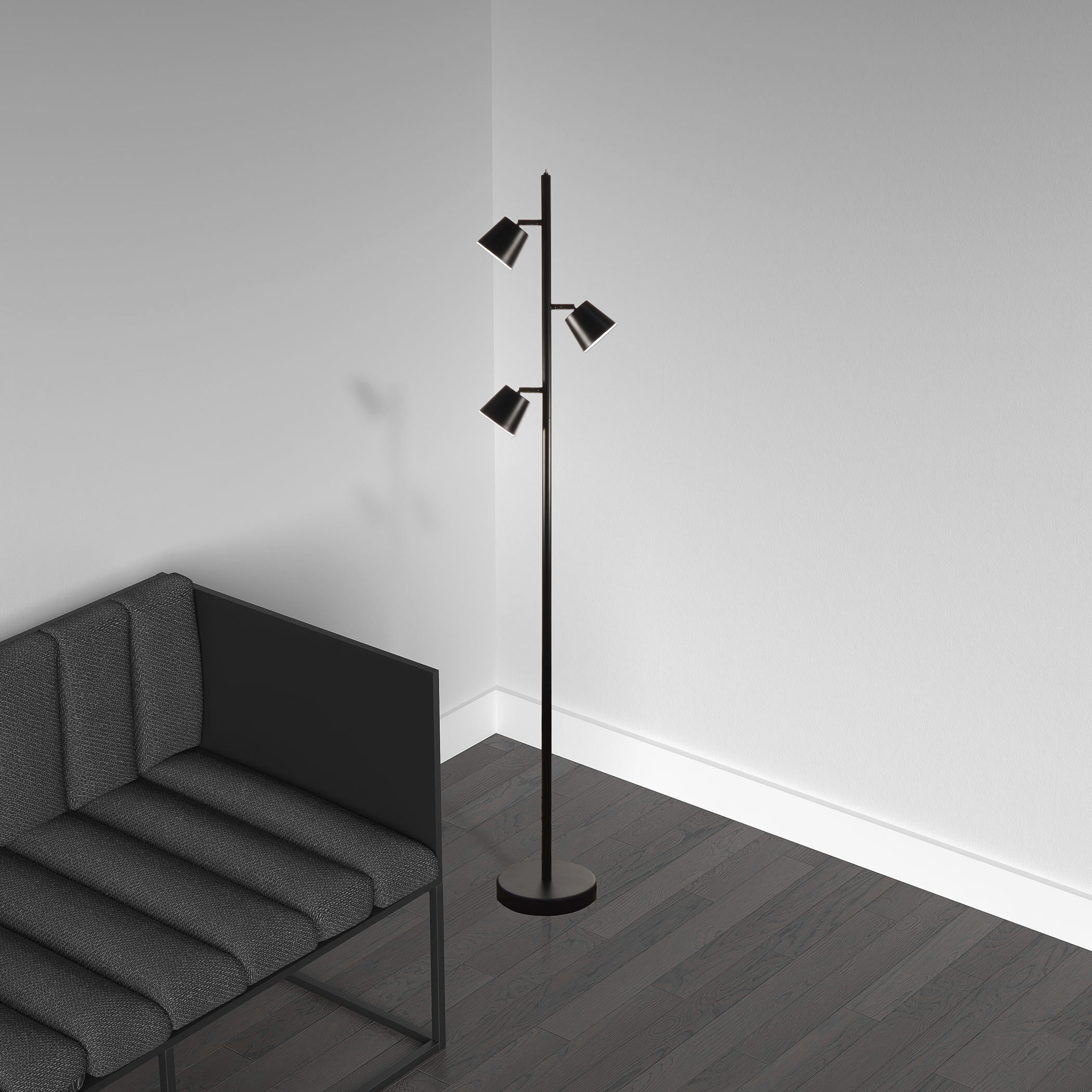 Modern 61.5 inch 5.00 watt Black Task Floor Lamp Portable Light