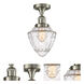 Franklin Restoration Bullet LED 7 inch Brushed Satin Nickel Semi-Flush Mount Ceiling Light in Seedy Glass