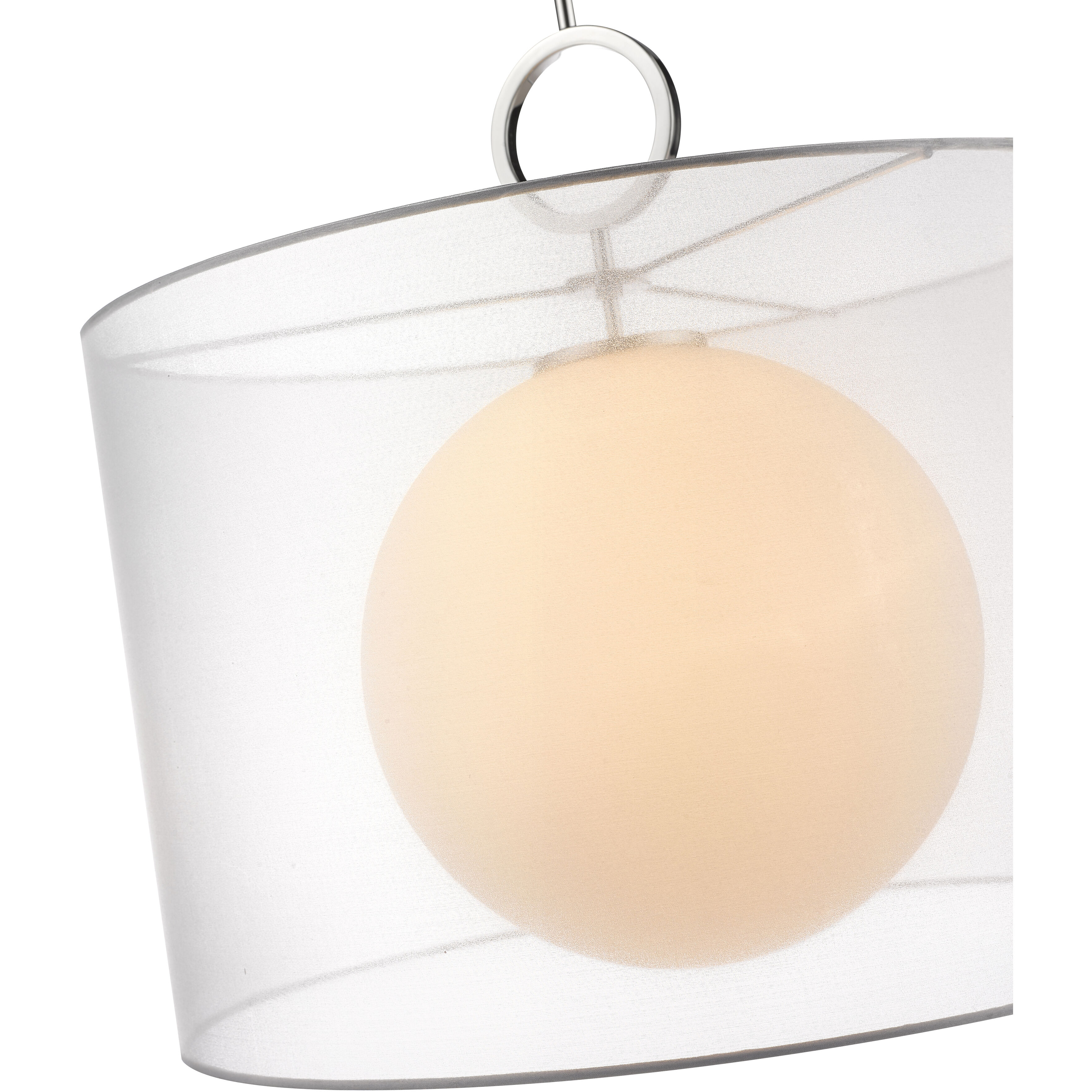 Arosia 1 Light 24 inch Chrome Pendant Ceiling Light in White Fabric