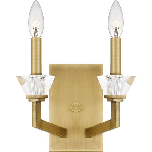 Lottie 2 Light 9 inch Aged Brass Wall Sconce Wall Light, Small