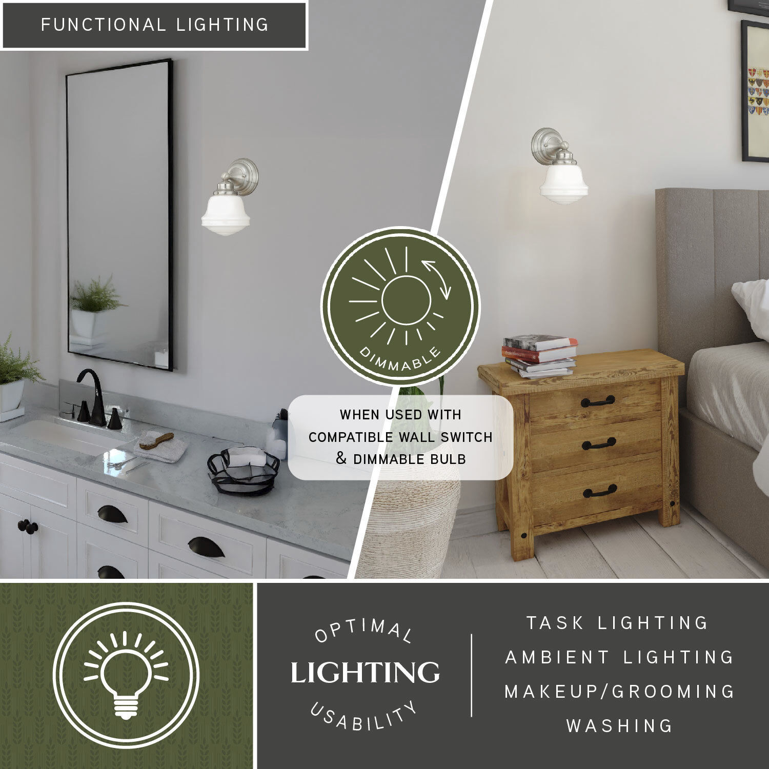 Huntley LED 6.75 inch Satin Nickel Bathroom Light Wall Light