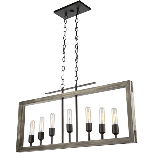 Gatehouse 7 Light 34.5 inch Dark Pine and Brushed Nickel Candle Island Light Ceiling Light