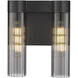 Empire 2 Light 10.5 inch Matte Black Sconce Wall Light in Plated Smoke Glass