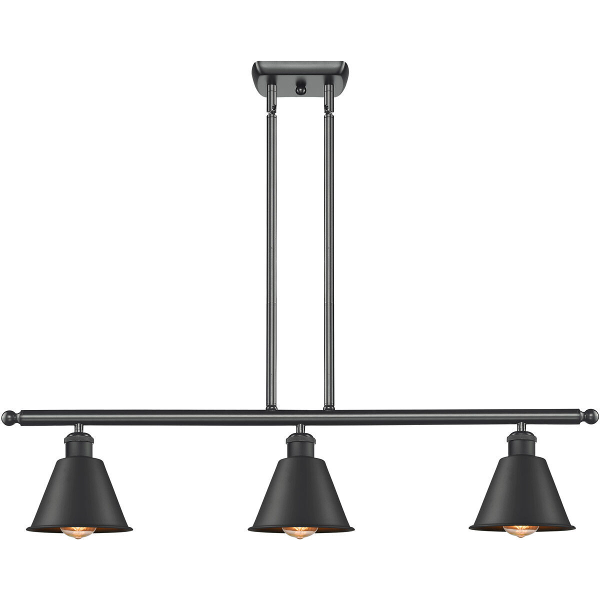 Ballston Smithfield 3 Light 36 inch Matte Black Island Light Ceiling Light, Ballston