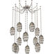 Ellisse 12 Light 15.5 inch Beige Silver Swag Multi-Pendant Ceiling Light in Optic Rib Smoke, Diamond Chain