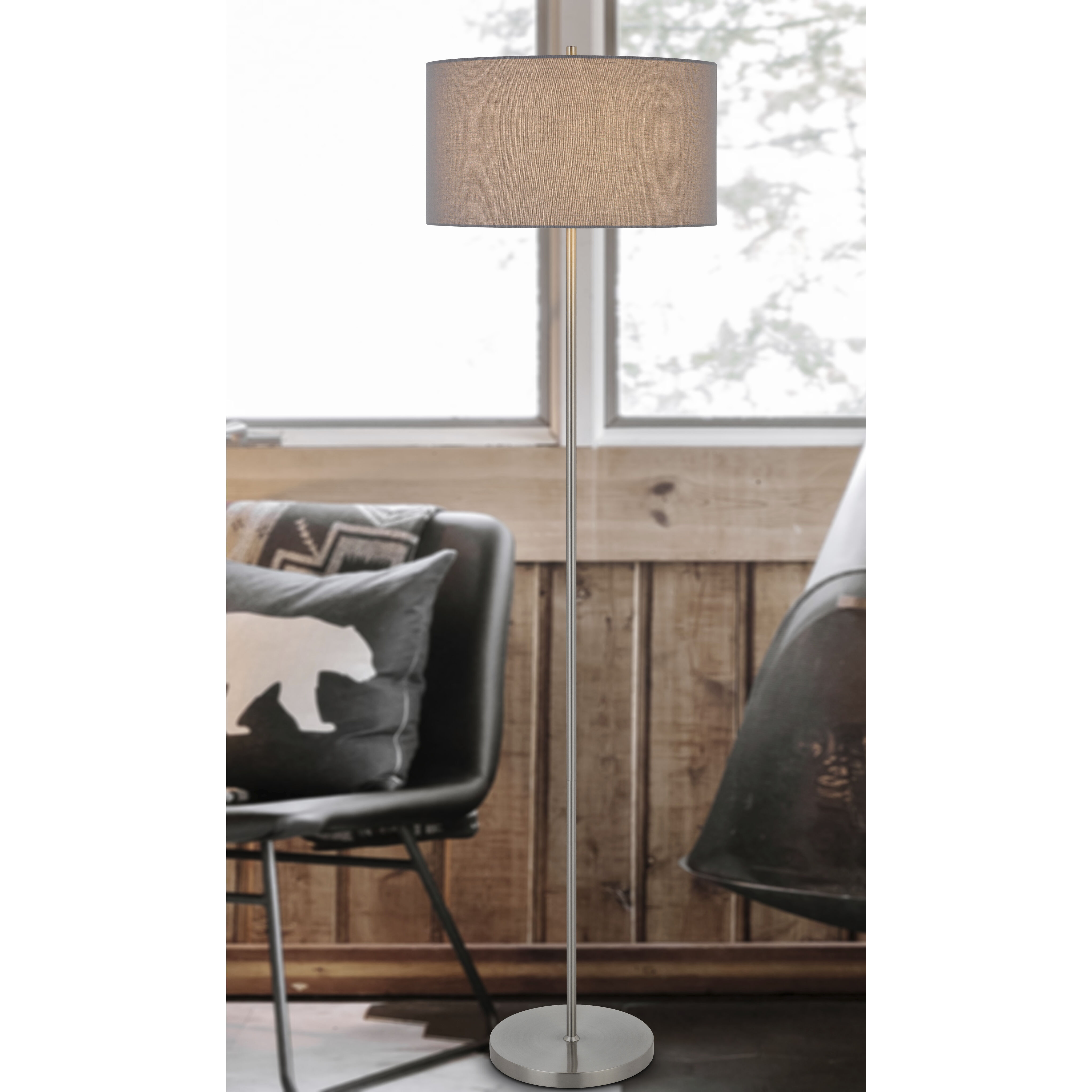 Cromwell 58.75 inch 150.00 watt Brushed Steel Floor Lamp Portable Light in Smoke Grey