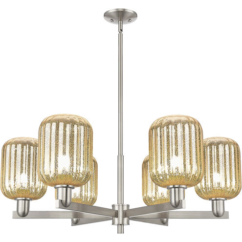 Preston 6 Light 23.88 inch Satin Nickel Chandelier Ceiling Light in Mercury Glass