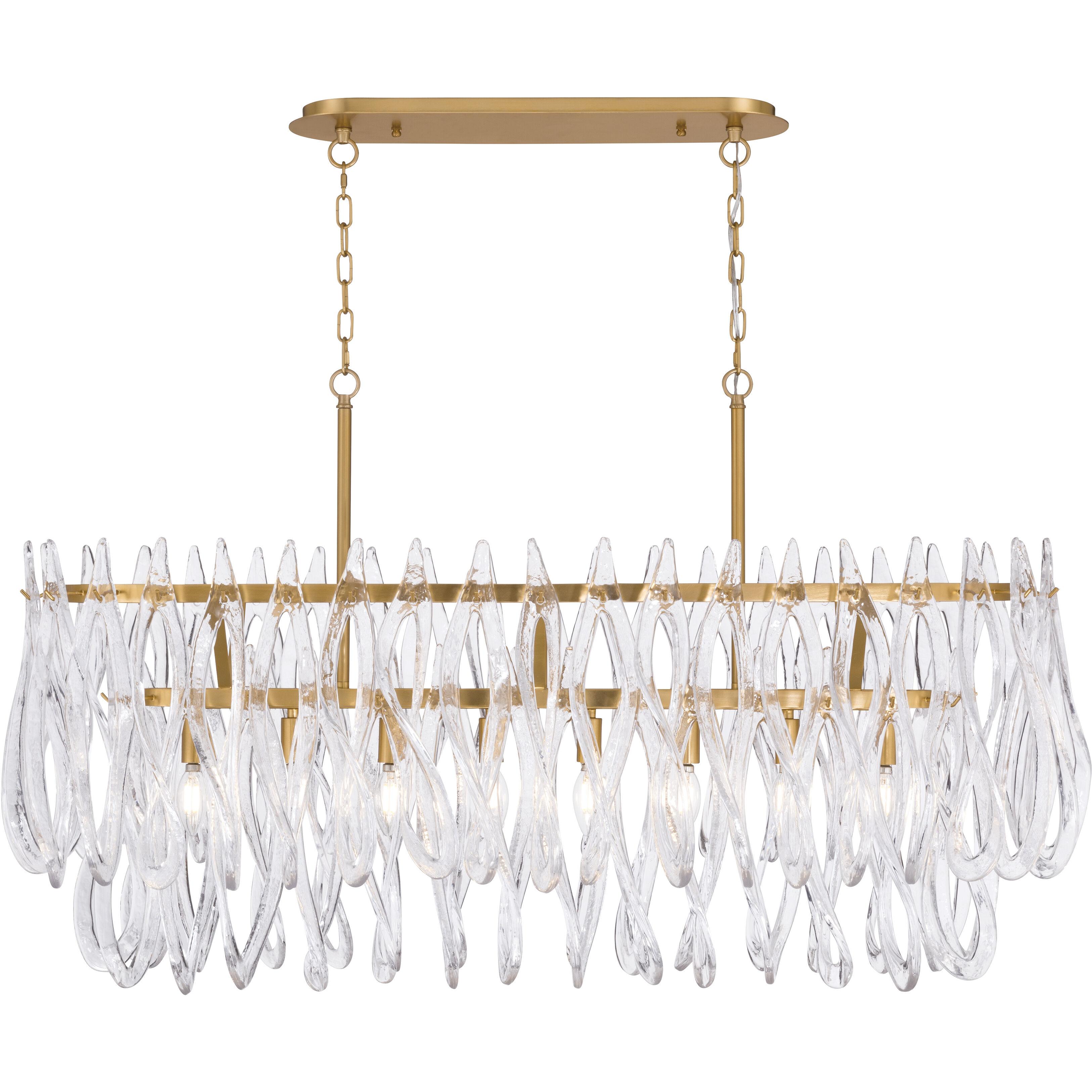 Glassara 8 Light 48 inch Legacy Brass Linear Chandelier Ceiling Light