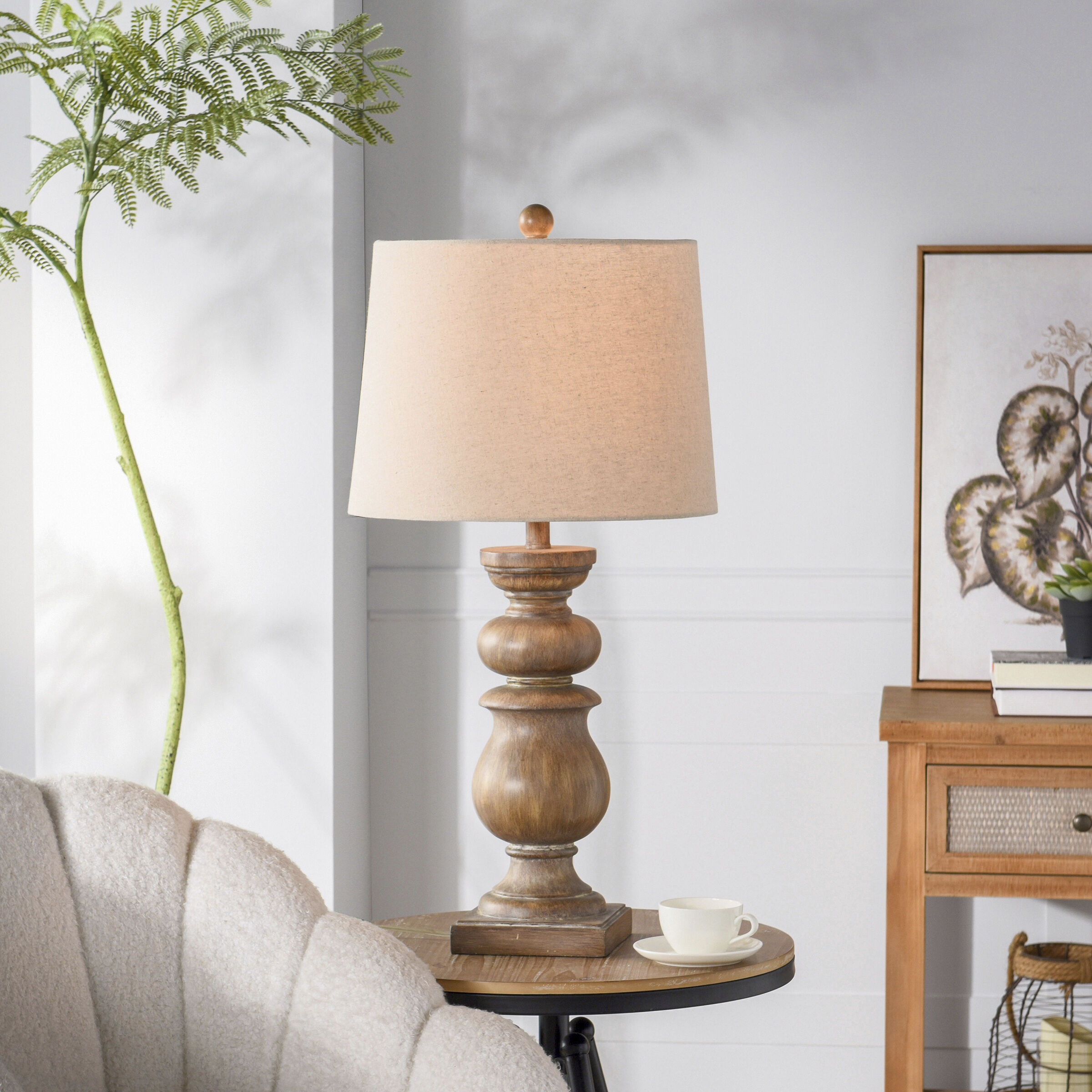 Darcy 30.25 inch 150 watt Faux Wood Table Lamp Portable Light