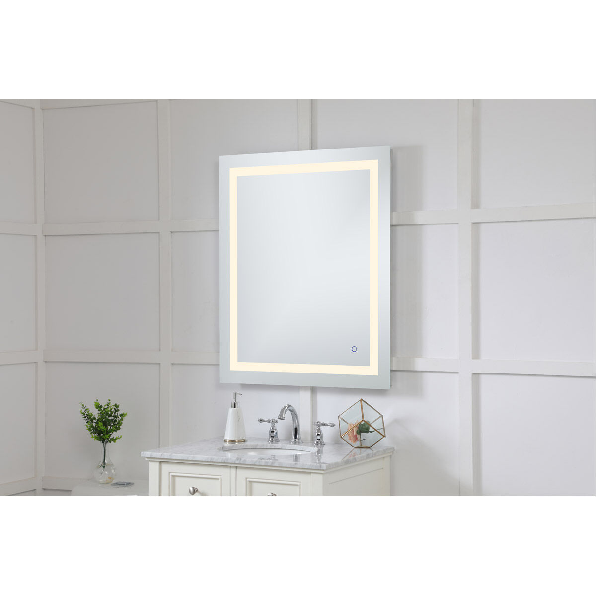 Helios 36 X 30 inch Silver Lighted Wall Mirror
