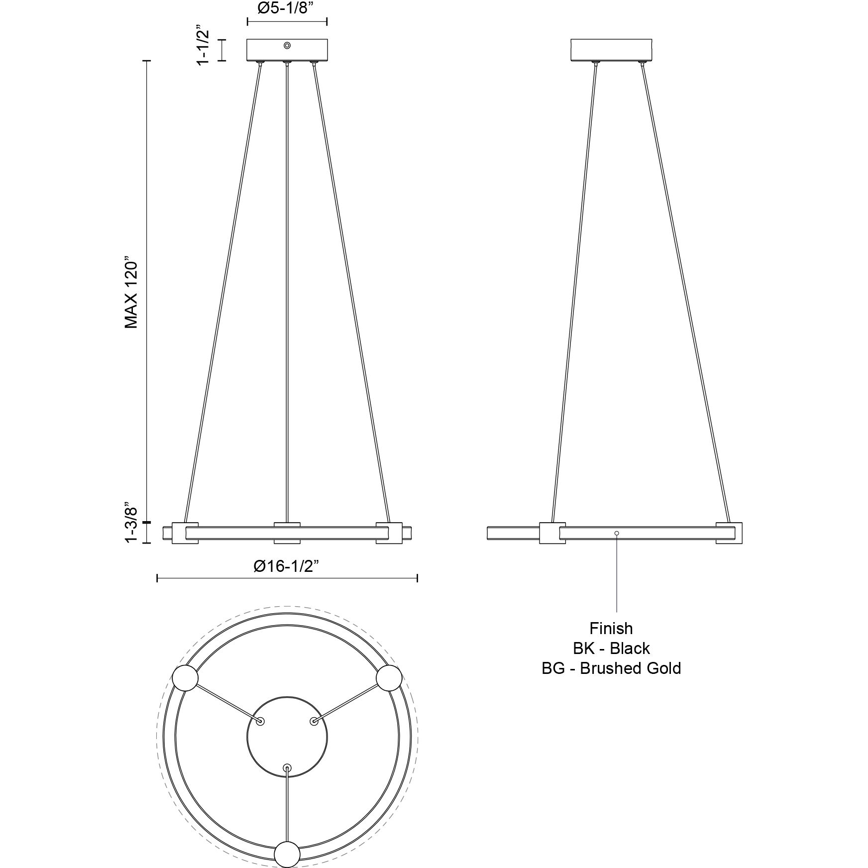 Bruni Pendant Ceiling Light in Brushed Gold