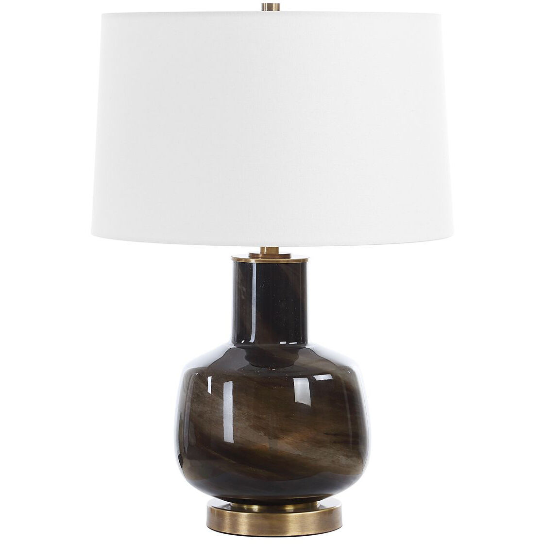 Buchanan 24 inch 150.00 watt Smokey Charcoal Glass and Plated Brass Table Lamp Portable Light