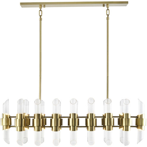 Pillar 32 Light 48 inch Aged Brass Linear Chandelier Ceiling Light