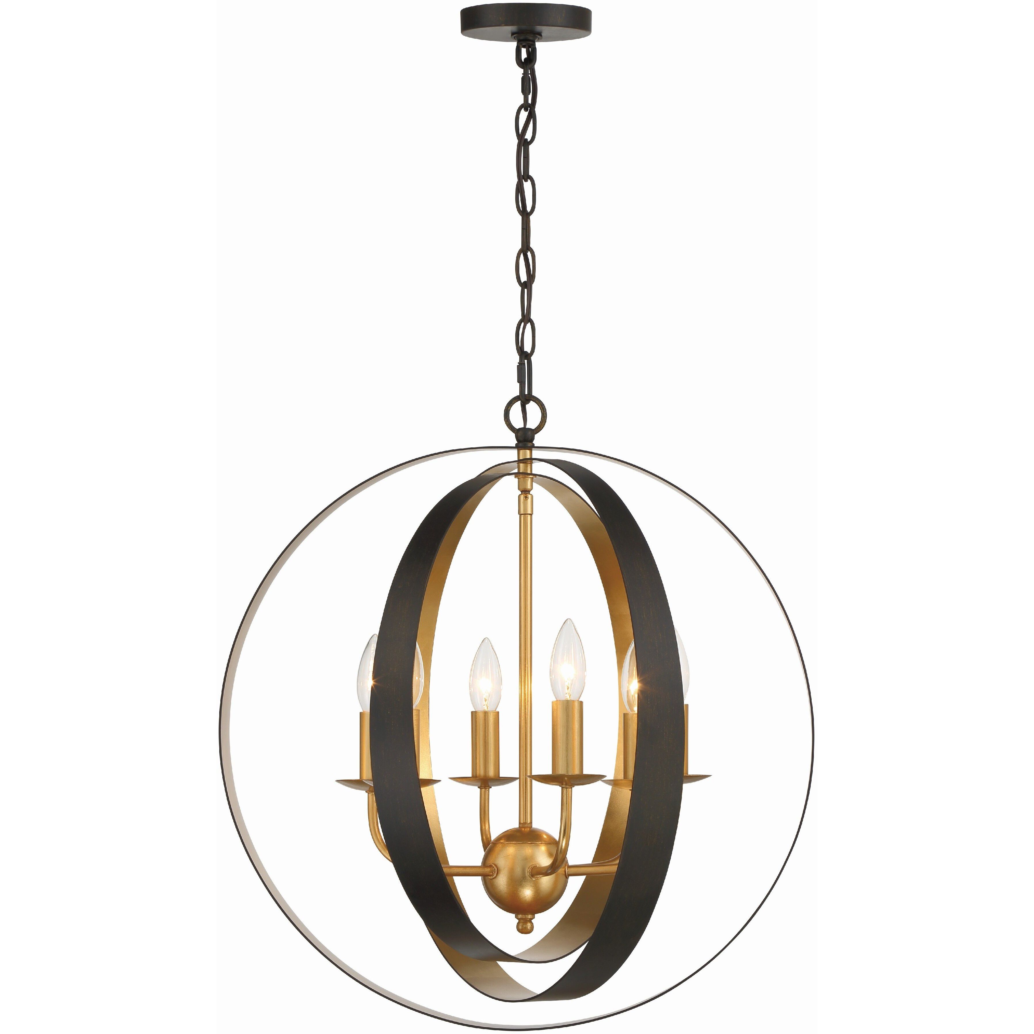 Luna 6 Light 21 inch English Bronze and Antique Gold Chandelier Ceiling Light
