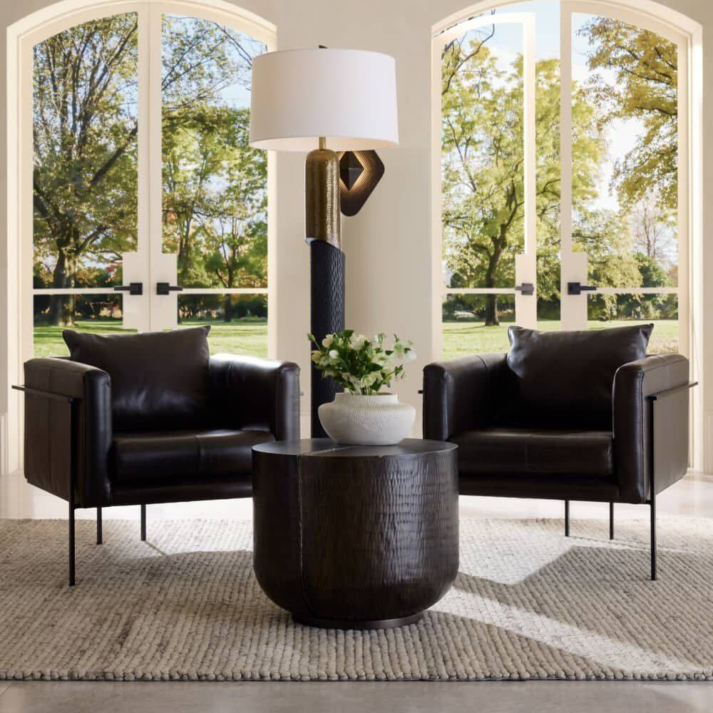 Giroud Ore Leather and Blackened Iron Lounge Chair