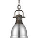 Yep Duncan 1 Light 8.88 inch Rubbed Bronze Pendant Ceiling Light in Chrome, Small