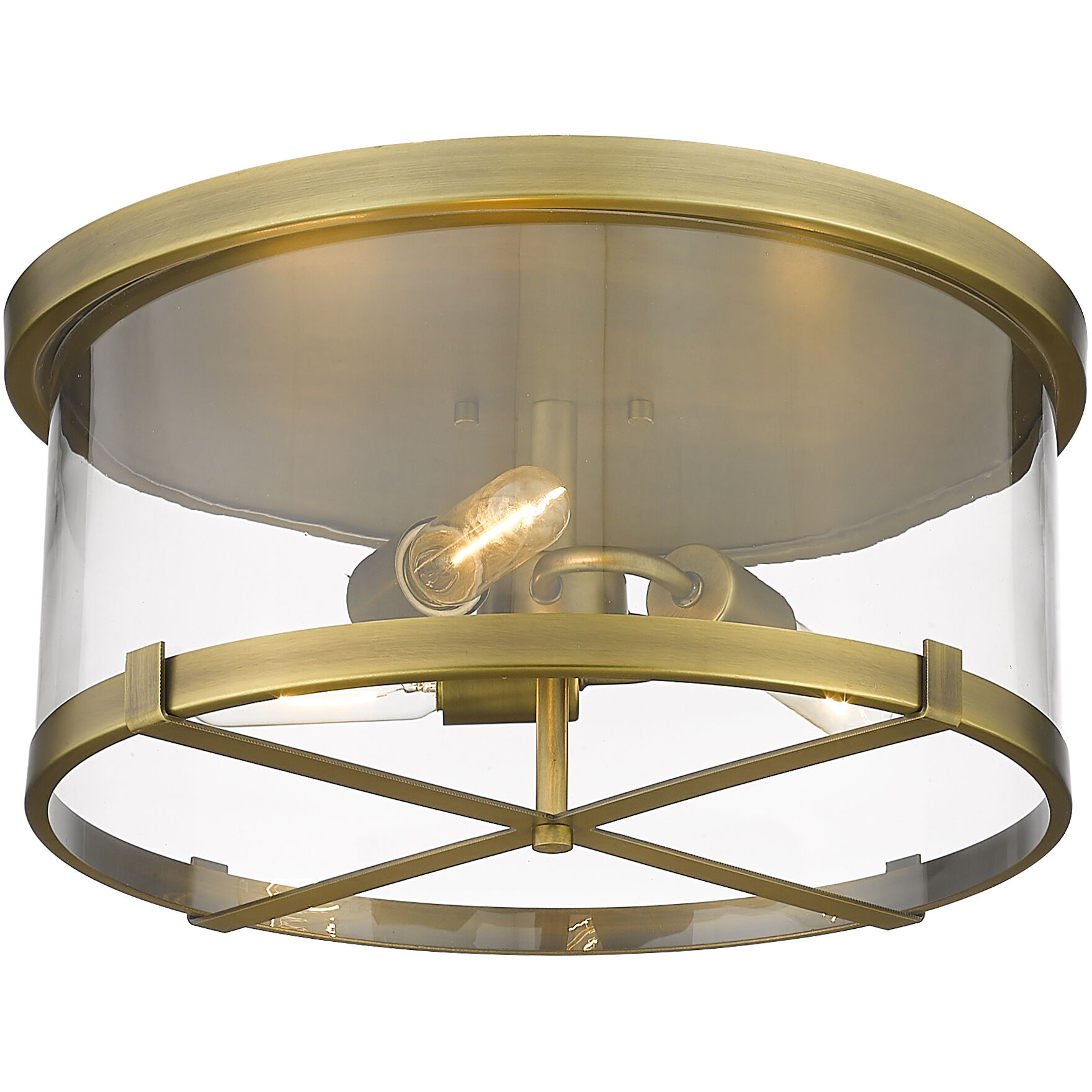 Callista 3 Light 16.5 inch Rubbed Brass Flush Mount Ceiling Light