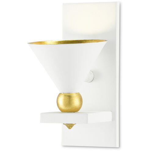 Moderne 1 Light 6 inch Gesso White/Contemporary Gold Leaf Wall Sconce Wall Light