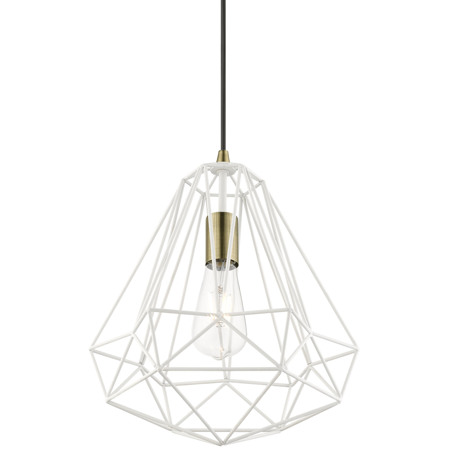 Knox 1 Light 12 inch Textured White with Antique Brass Accents Pendant Ceiling Light