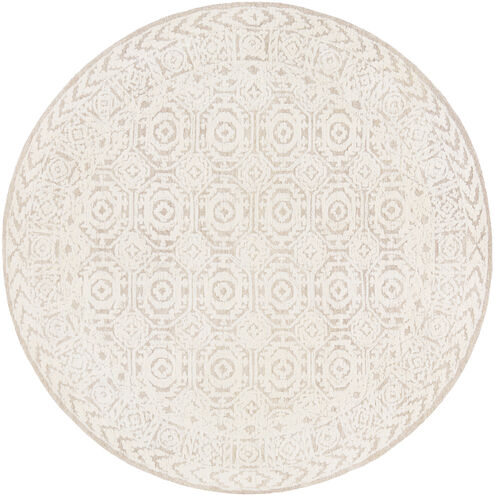 Louvre 96 X 96 inch Tan/Cream Handmade Rug in 8 Ft Round, Round