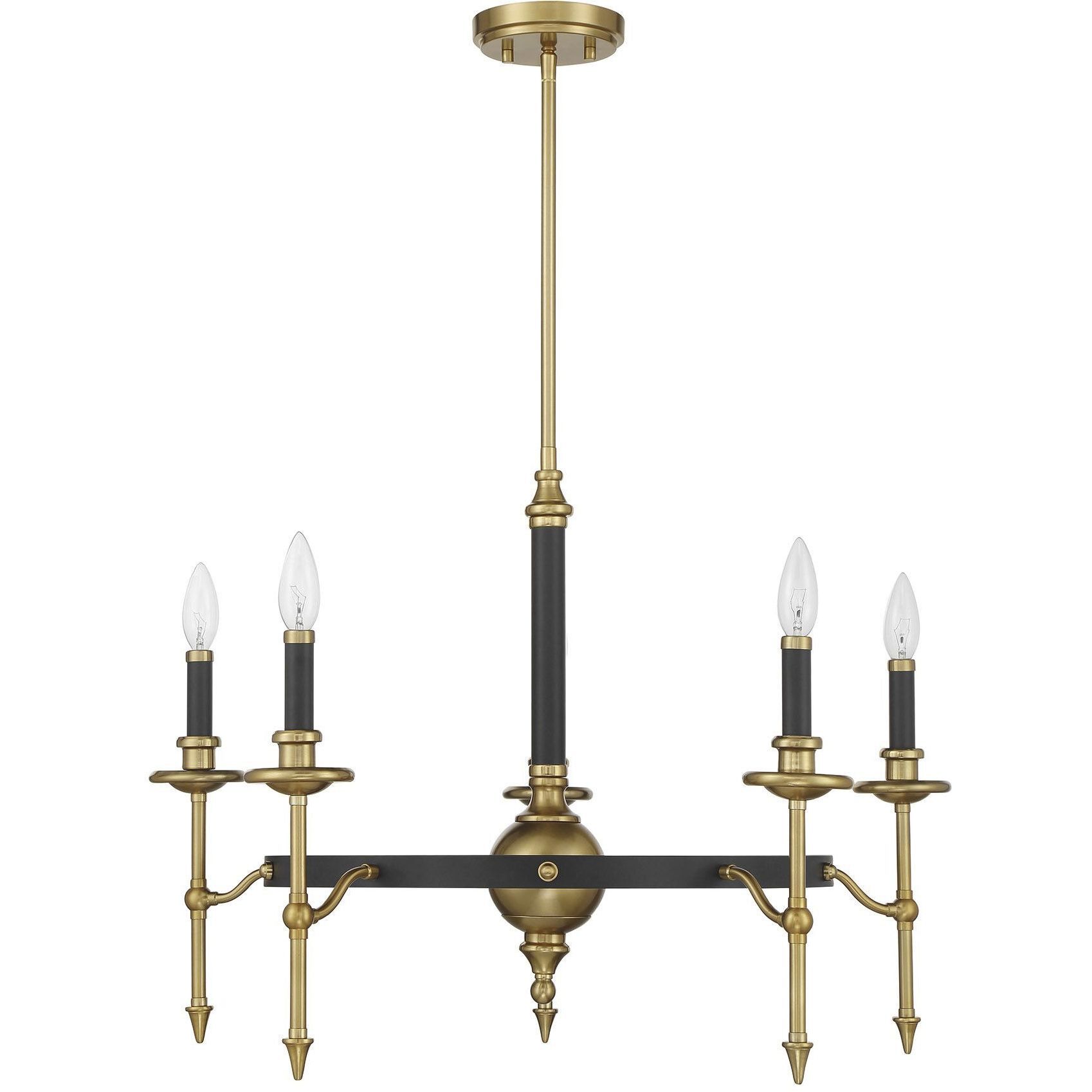 Consulate 5 Light 28 inch Matte Black and Warm Brass Chandelier Ceiling Light