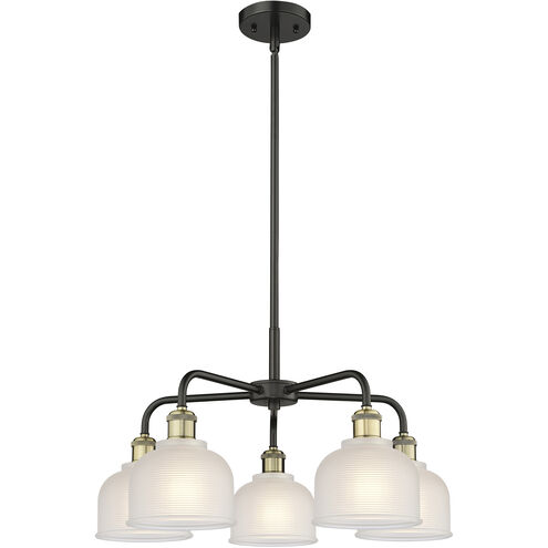 Dayton 5 Light 23.5 inch Black Antique Brass Chandelier Ceiling Light in White